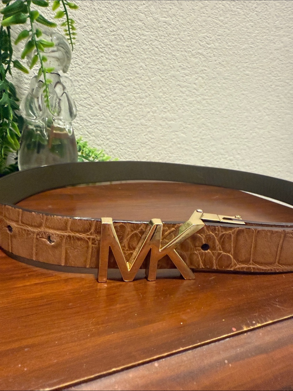Michael Kors Beige Snake Patterned Belt